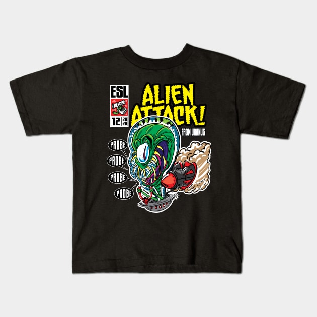 Alien Attack from Uranus Kids T-Shirt by eShirtLabs